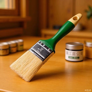 Pincel de cerdas de cerdo de 22 mm con mango verde para pintura en casa y manualidades - Product Image 1