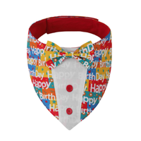 Bandana d'anniversaire pour chien en gros, foulard formel en coton pour animaux de compagnie avec nœud papillon pour costume de fête d'anniversaire