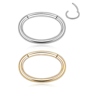 Boucles d'oreilles ovales ouvertes en acier inoxydable 316, noir, arc-en-ciel, or rose, argent, bijoux de piercing sans soudure, cadeau - Product Image 5