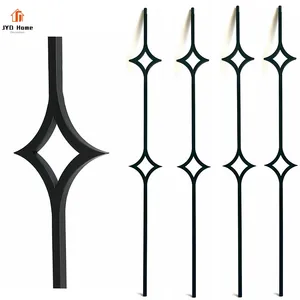 Indoor Stair Matt Black Hollow Iron Star Balusters Metal Stair Spindles Forged Steel Stair Spindle For Sale