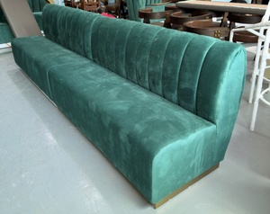 Panca Moderna in Velluto Verde per Sala <span class=keywords><strong>da</strong></span> Pranzo, Seduta Lunga Imbottita per Ristoranti Commerciali, Caffè, <span class=keywords><strong>Bar</strong></span>, Hotel e Lounge - Product Image 5