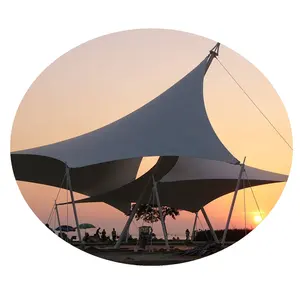 Specialized sunshade landscape canopy design steel structure PVDF/ PTFE tensile membrane shade sails structure for sale