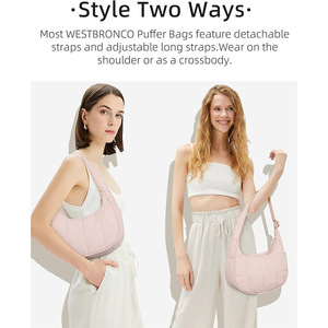 Sac hobo matelassé en nylon léger, fermeture éclair, grande capacité, sac à bandoulière nuage, sac sous le bras pour femme - Product Image 5
