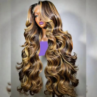 Perruque Lace Front HD pré-épilée, couleur Piano Mix, cheveux humains vierges bruts, perruque frontale sans colle, perruques en cheveux humains Full Lace 13x6