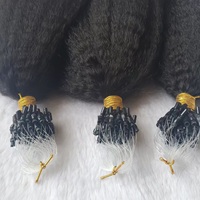 Vente en gros de cheveux humains vierges brésiliens à la kératine, extensions capillaires à micro-anneaux/rings/boucles, fournisseurs de cheveux raides crépus pour extensions micro-link