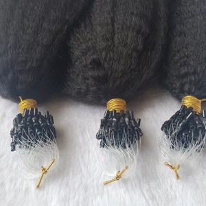 Vente en gros de cheveux humains vierges brésiliens à <span class=keywords><strong>la</strong></span> kératine, extensions capillaires à micro-anneaux/rings/boucles, fournisseurs de cheveux raides crépus pour extensions micro-link - Product Image 3