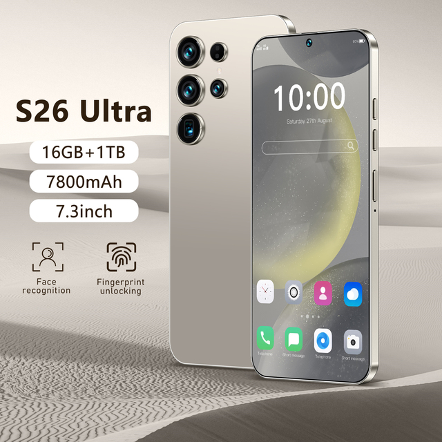 S26 Ultra Smart Phone 7.3Inch 5G Rear Camera Dual Sim 8000mAh Battery HD Screen Mobile