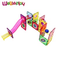 108 PCS Juguete para construir bloques magnéticos Race Building Marble Run para niños