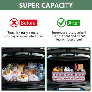 กระเป๋าช้อปปิ้งแบบพับได้ ลายดอกชบาสไตล์เรโทร ทำจากผ้าไนลอน พร้อมหูหิ้วสองข้าง ใช้ซ้ำได้ - Product Image 4