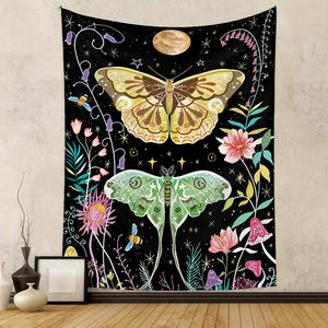 Trippy Floral Moth Moon Vertikaler Wandteppich Ästhetische Blume Schwarz Witchy <span class=keywords><strong>Tarot</strong></span> Dekor Wandteppich Wandbehang für Mädchen Schlafzimmer - Product Image 6