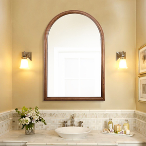 Miroir de <span class=keywords><strong>toilette</strong></span> moderne en bois, écologique, rond, en forme d'arche, décoration <span class=keywords><strong>murale</strong></span> pour salle de bain - Product Image 2