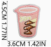 Petites écussons décoratifs en tissu, écusson burger, étiquettes brodées à la machine, badges gâteau boisson, écussons thermocollants