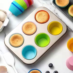 Reusable Food Grade Resin <b>Silicone</b> Oven Safe Round/Rectangle <b>Muffin</b> <b>Cups</b> Heat Resistance Moulds Pastries Baking Cake Tools - Product Image 3