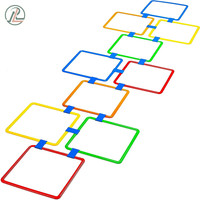 Jeu de carrés de marelle RL carrés de 15 pouces avec 15 connecteurs pour anneaux d'entraînement d'agilité intérieur/extérieur