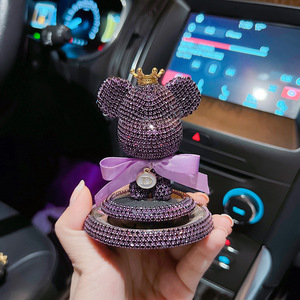 Luxe Bling strass diamant Auto arôme ours ballon solide tableau de bord parfum ornement pour voiture intérieur décor aromathérapie - Product Image 4