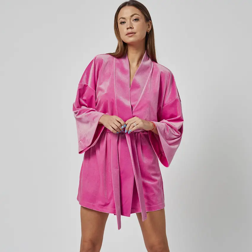 Wholesale Custom High Quality Velour Bath Robes Luxury Brand and Logo Best Selling 100% Cotton Adult Bathrobes for Women