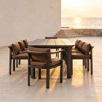 Tables de repas d'extérieur modernes en alliage d'aluminium imperméables - Mobilier léger et durable pour parc, villa, hôtel, ferme