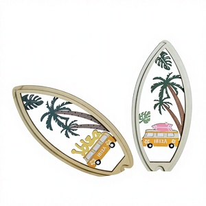 Nouveau Pendentif Décoratif Thème Nautique en Bois Style Méditerranéen pour l'Été, Planches de Surf, Océan, Palmiers et Feuilles de Monstera pour la Maison - Product Image 1