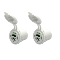 Chargeur de voiture blanc prise Usb 12V 24V double port Type C PD et QC 3.0 chargeur USB pour Auto voiture Marine moto RV