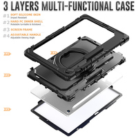 Étui pour tablette en silicone antichoc pour Samsung Galaxy Tab S10 FE Plus X620 X626B 2025 avec béquille à poignée rotative à 360 °
