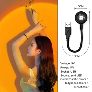 <b>USB</b> Sunset Lamp LED Neon <b>Night</b> <b>Light</b> Projector Photography Wall Atmosphere Lighting for Bedroom Home Room Decor Gift - Product Image 5