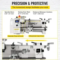 Tour à métaux miniature SIHAO 600W à vitesse variable 8"x14" pour le travail du bois, le perçage, le filetage et le fraisage pour les amateurs