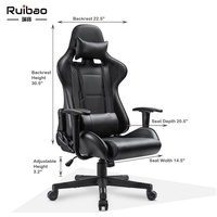 Fauteuil de Bureau Gamer Ergonomique Personnalisé en Gros Noir avec Appui-Tête pour PC