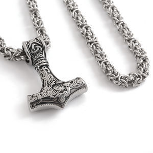 Joyería Norse Heritage al por Mayor, Collar <span class=keywords><strong>de</strong></span> Cadena <span class=keywords><strong>de</strong></span> Rey para Hombre <span class=keywords><strong>de</strong></span> Acero Inoxidable, Colgante <span class=keywords><strong>de</strong></span> Martillo <span class=keywords><strong>de</strong></span> <span class=keywords><strong>Thor</strong></span>, Collar Vikingo - Product Image 6