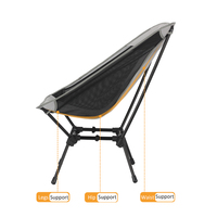 Chaise de camping pliable compacte et moderne pour pique-nique en plein air, dossier haut, en alliage d'aluminium léger, confortable, tissu Oxford 600D