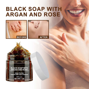 Marque Blanche <span class=keywords><strong>Savon</strong></span> <span class=keywords><strong>Noir</strong></span> Africain Pain Corporel <span class=keywords><strong>Exfoliant</strong></span> Purifiant <span class=keywords><strong>Savon</strong></span> <span class=keywords><strong>Noir</strong></span> Marocain Argan et Rose - Product Image 3