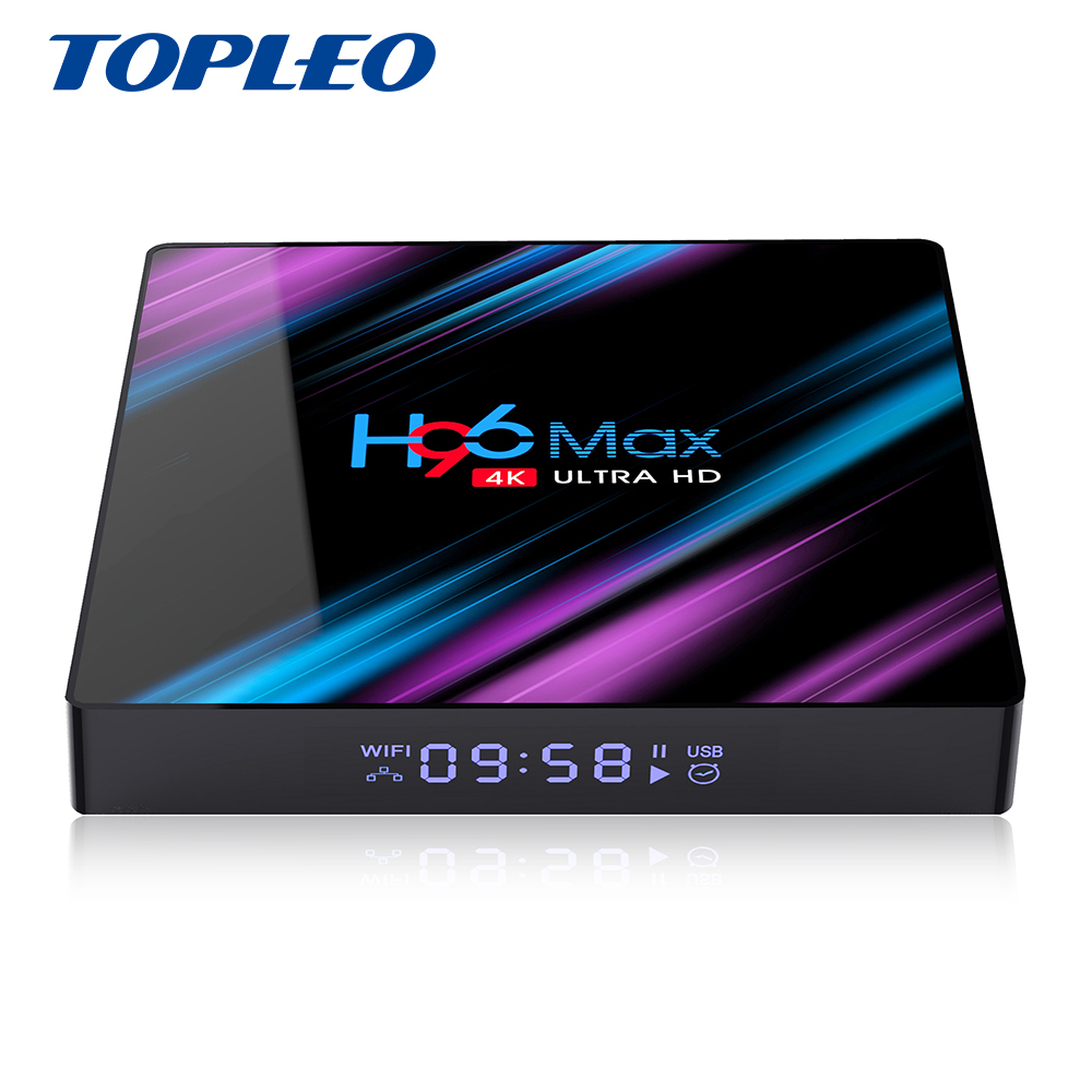 Topleo de H96 max 2 GB 4 GB de ram de 16 GB 32 GB 64 GB ROM android 9,0 iptv set caja superior RK3318 receptor de tv digital