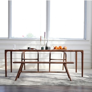 Colore <span class=keywords><strong>noce</strong></span> americano Design moderno semplice 6 posti rettangolare in legno massello tavolo da pranzo Set per sala da pranzo o cucina - Product Image 6