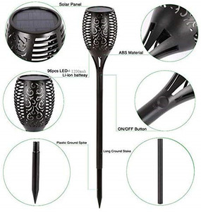 Đèn Năng Lượng Mặt Trời Được Nâng Cấp-Ngọn Lửa Nhấp Nháy Đèn Pin Đường Dẫn Năng Lượng Mặt Trời-Ánh Sáng Ngọn Lửa Nhảy Múa 96 Đèn LED Từ Hoàng Hôn Đến Bình Minh Nhấp Nháy Tiki To - Product Image 2