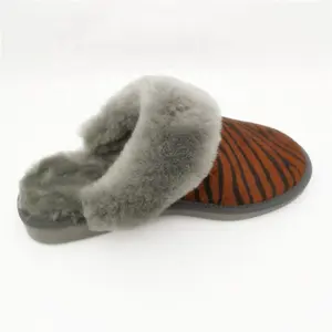 HQS-WS001 OEM/ODM/customization sheepskin moccasin slippers lamb fur slippers lamb wool slippers for women