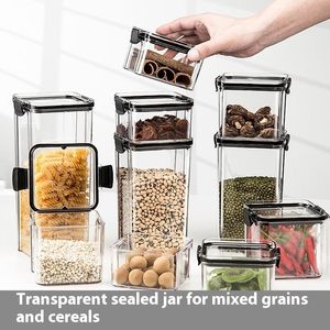 Sealed <b>Jars</b> Kitchen Grain Storage Organizer Modern Minimalist <b>Large</b> Tank Plastic Moisture-proof Storage Box Storage Bottles - Product Image 6