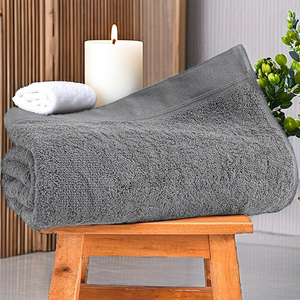 Serviette <span class=keywords><strong>de</strong></span> sauna Hausfelder <span class=keywords><strong>XXL</strong></span> 80x200cm Premium 500g/m Hypoallergénique Solide 100% Coton Certifié Kotex (Gris) pour Hommes Femmes - Product Image 3