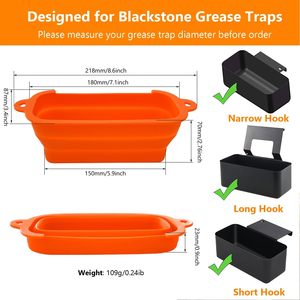 Revestimiento de silicona para grasa de 218x87x70mm para parrilla plana de 17, 22, 28, 36 pulgadas, bandeja reutilizable para recoger goteos, libre de BPA - Product Image 2