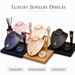 WEIMEI Présentoirs à bijoux en cuir PU 5 couleurs pour colliers, bagues et boucles d'oreilles, avec finition dorée, pour boutiques et magasins de cadeaux - Product Image 1