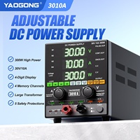 Fuente de Alimentación CC Ajustable de 30V 10A 300W con Pantalla Digital, Doble USB, Memoria y OVP para Reparación de Placas Base de Teléfonos Móviles y Pruebas de Laboratorio