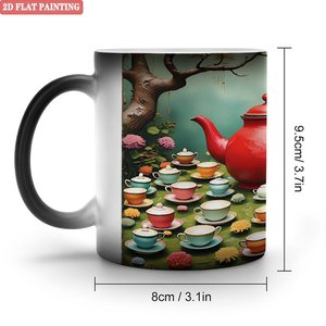 Mug en céramique noir givré de 11 oz sensible à la chaleur avec motif Jardin de Thé pour sublimation - Product Image 1