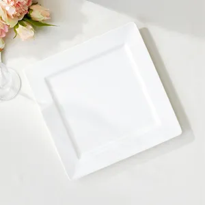 餐厅白色方形陶瓷餐盘婚礼陶瓷餐盘