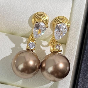 أقراط كريستال فاخرة جديدة بتصميم فائق البريق، أقراط ماسية مائية مع لؤلؤ، مجوهرات نسائية أنيقة، أقراط بالجملة - Product Image 5