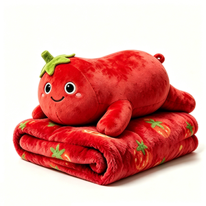 Almohada de cuerpo de tomate Kawaii personalizada, convertible en manta, juguete de peluche de tomate sonriente de dibujos animados - Product Image 3