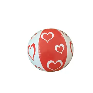 Factory customized PVC red and white love inflatable beach balls with printable patterns water inflatable children's toys