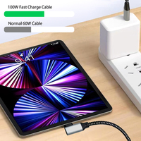 Câble de charge 90 degrés 100W Type C Type C 20V 5A USB C à angle droit Câble en cuivre 90 degrés 1m Téléphones portables Ordinateurs Caméras