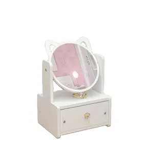 Cosmetic Storage Box with Mirror Desktop Drawer Makeup Mirror Jewelry Organizer Skin Care Dust Storage Shelf Plastic Woman Ring