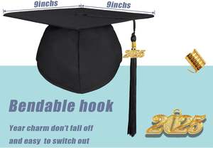 Vestido de graduación negro mate de la mejor calidad 2025 con gorro bata de graduación para graduación de Toga - Product Image 4