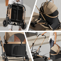 Poussette pour chien légère à 4 roues, chariot pour animaux de compagnie de petite et moyenne taille, de luxe, de haute qualité, pliable, en alliage d'aluminium, réglable