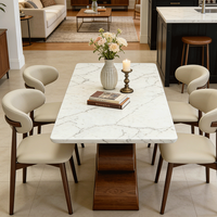 Italienischer Ultra-Minimalistischer Marmor Massivholz Esstisch Moderner Minimalistischer Luxuriöser Hochwertiger Rechteckiger Esstisch