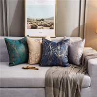 Housse de coussin de canapé jacquard décorative européenne, imprimé or métallique, pour salon